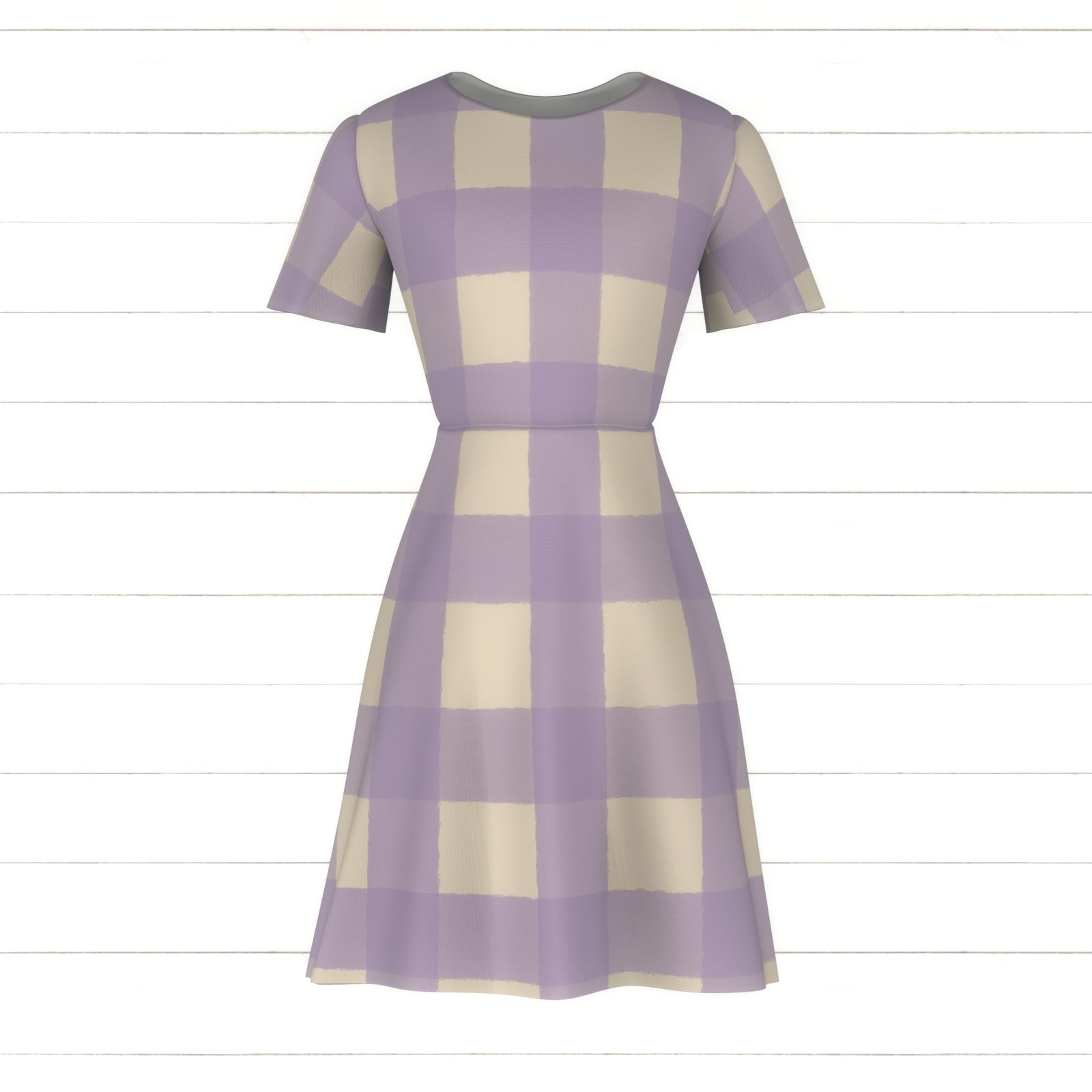Gingham Checkered Pattern Satin Linen and Wisteria Purple
