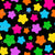 Neon Blast Rainbow Stars on Black Image