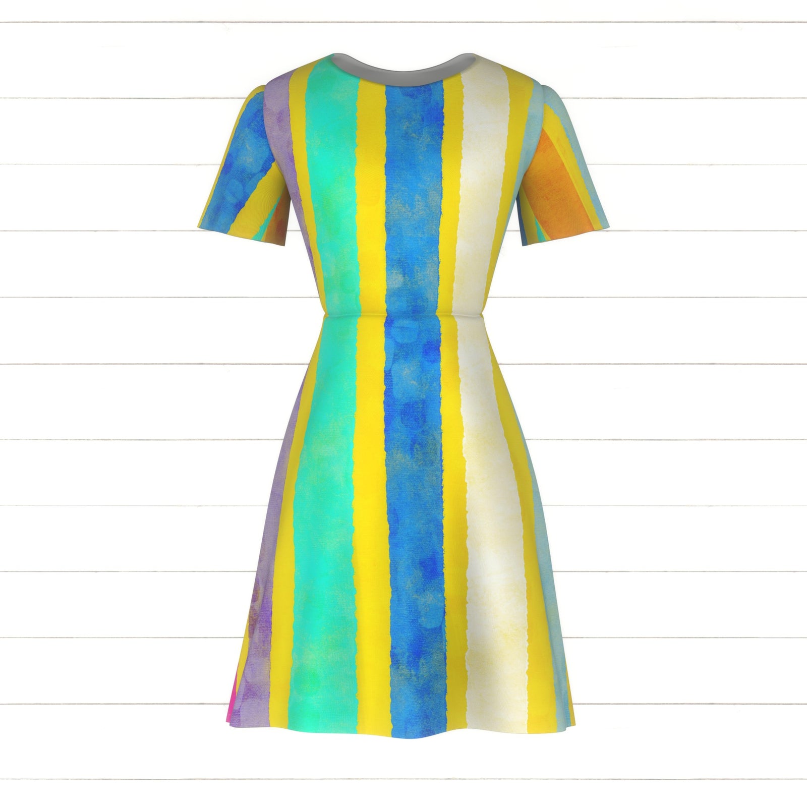 Yellow, bright, stripes, watercolor, pink, purple, orange, swim, turquoise, blue, white, girls, spring, summer