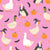 Halloween Costumed Silly Geese Dressed as Cute Ghosts, Vampires, Witches and Frankensteins on Pink Image