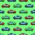 Colorful Toy Pixelated Video Game Cars on Minty Green Wallpaper Image