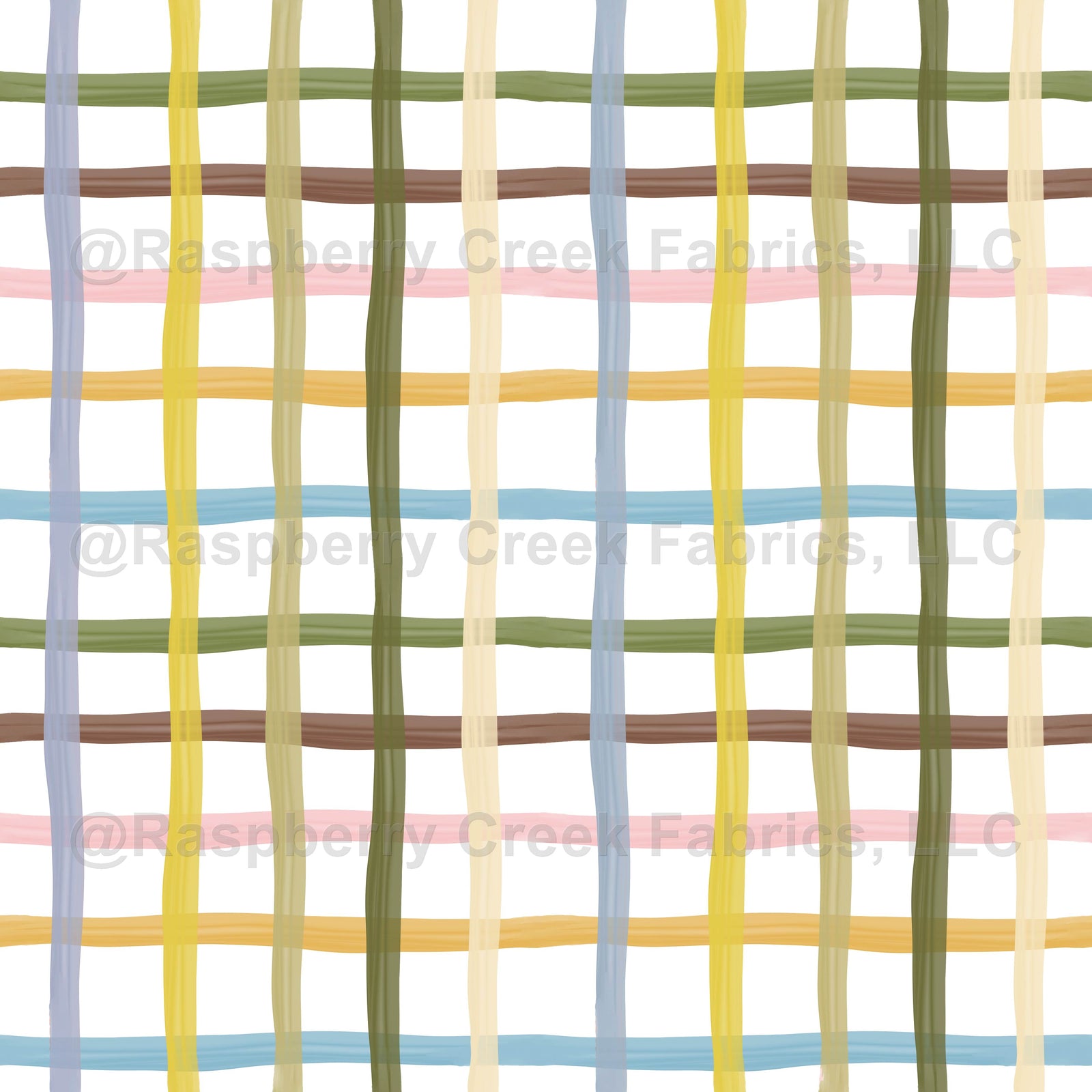 Watercolor Plaid in Green Blue Yellow