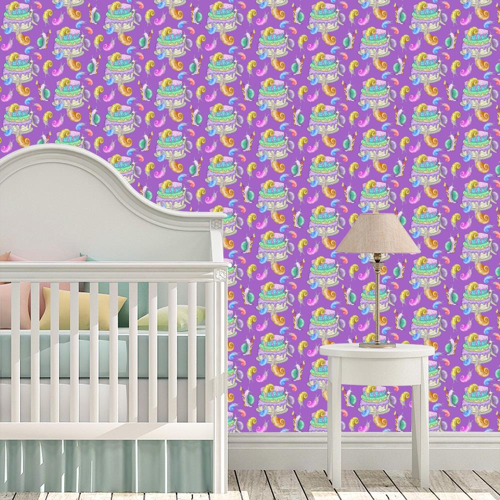 Snail Birthday Party Wallpaper on Purple