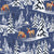 Winter Woodland Fawn by MirabellePrint / Dark Blue Linen Textured Background Image