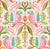 Colorful tropical parrots in shades of pink and green with monstera leaves on a light pink background. A vibrant and exotic pattern with intricate details and lively colors. Image