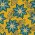 African clematis flower pattern - teal and yellow wax african inspired floral Image