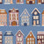 Whimsical Winter Village on Blue Image
