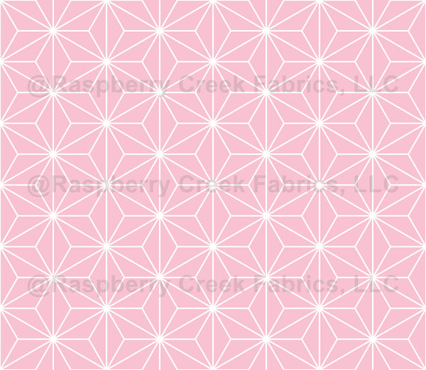 Asanoha, Traditional Japanese Pattern, Baby Pink and White - Raspberry ...