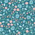 Lydia Floral in Coral Pink, Blue and White on a Dark Turquoise Background Image