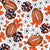 Footballs and Cheer Bows in Navy Blue and Orange Image