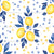 Bright Summer Lemons with Ditzy Floral Blue and Yellow Image