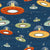 cat - vintage alien cats in their spaceships - space cat fabric Image