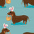 Easterweenie Wiener dog with easter basket on a Sage Green background - easter egg sausage dog Image