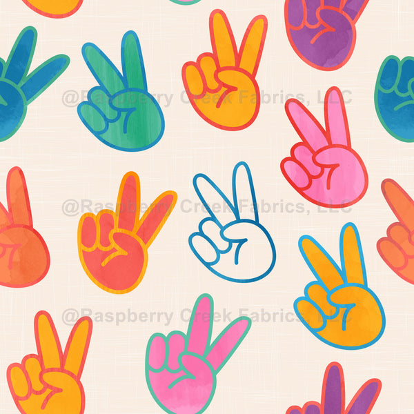 Rainbow Colored Peace Hand Sign - Raspberry Creek Fabrics