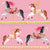 Horses Carousel Whimsical Directional Lines in Pastel Pink, Collection by The Sewing Sailor Image