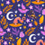 Whimsical Halloween Pastel Witch Hats & Broomsticks on Blue Image