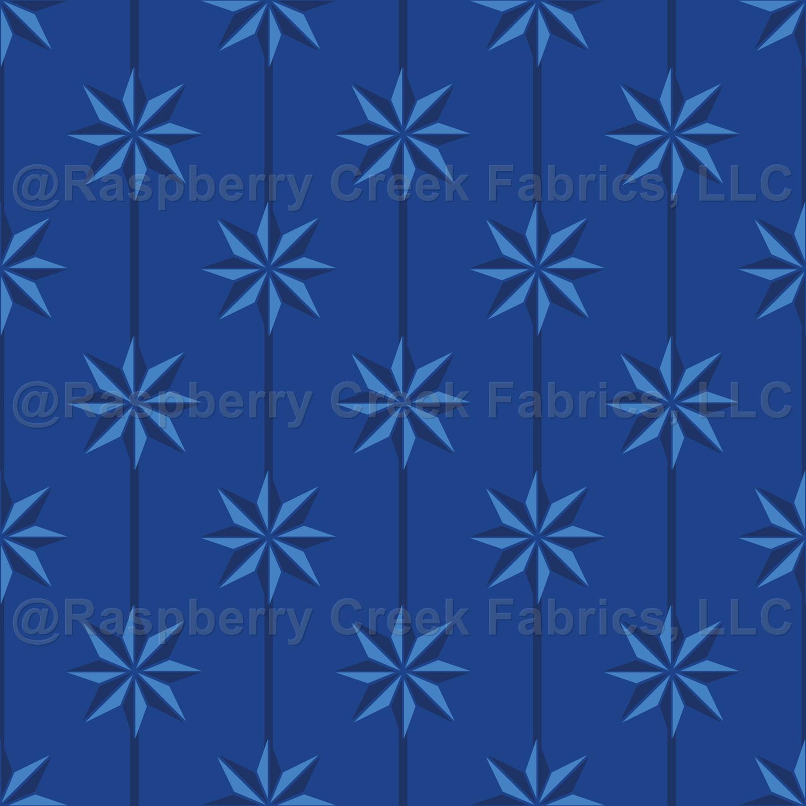 NorthStar Christmas Collection – Royal Blue on Blue Stars in Line Design – Royal Blue on Blue