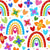 Rainbows Hearts and Flowers Image