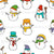 Colorful Snowmen on White Image