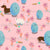 Peek a boo weenie – wiener dog with easter eggs flowers and bunny on a baby pink background - sausage dog Image