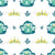Tonal Mint, Teal, and Yellow Frog Prince on mushroom throne and crowns Image