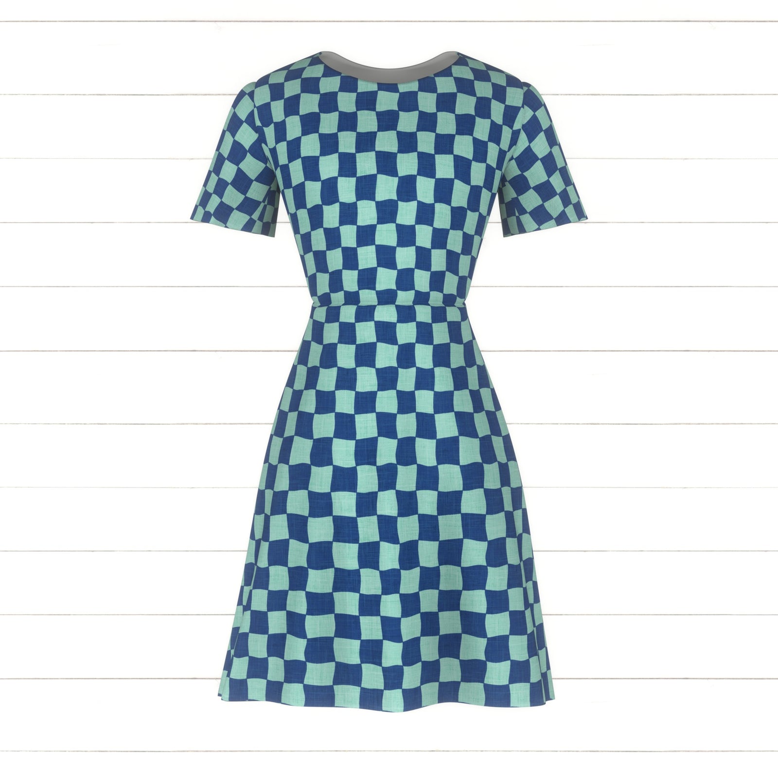 Skate Park Remix Funky Check in Mint and Cobalt