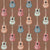 Watercolor Western Floral Guitars on Brown Linen – Rustic Country Music Pattern - Desert Cowgirl Image