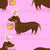 Easterweenie Wiener dog with easter basket on a baby pink background - easter egg sausage dog Image