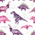 Pink and Purple Wintery Dinosaurs on White Image