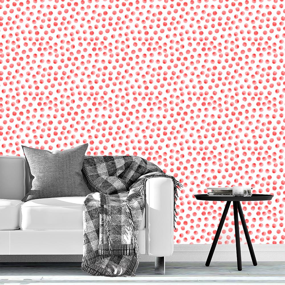 Patriotic Red watercolor polka dot- Large scale Wallpaper