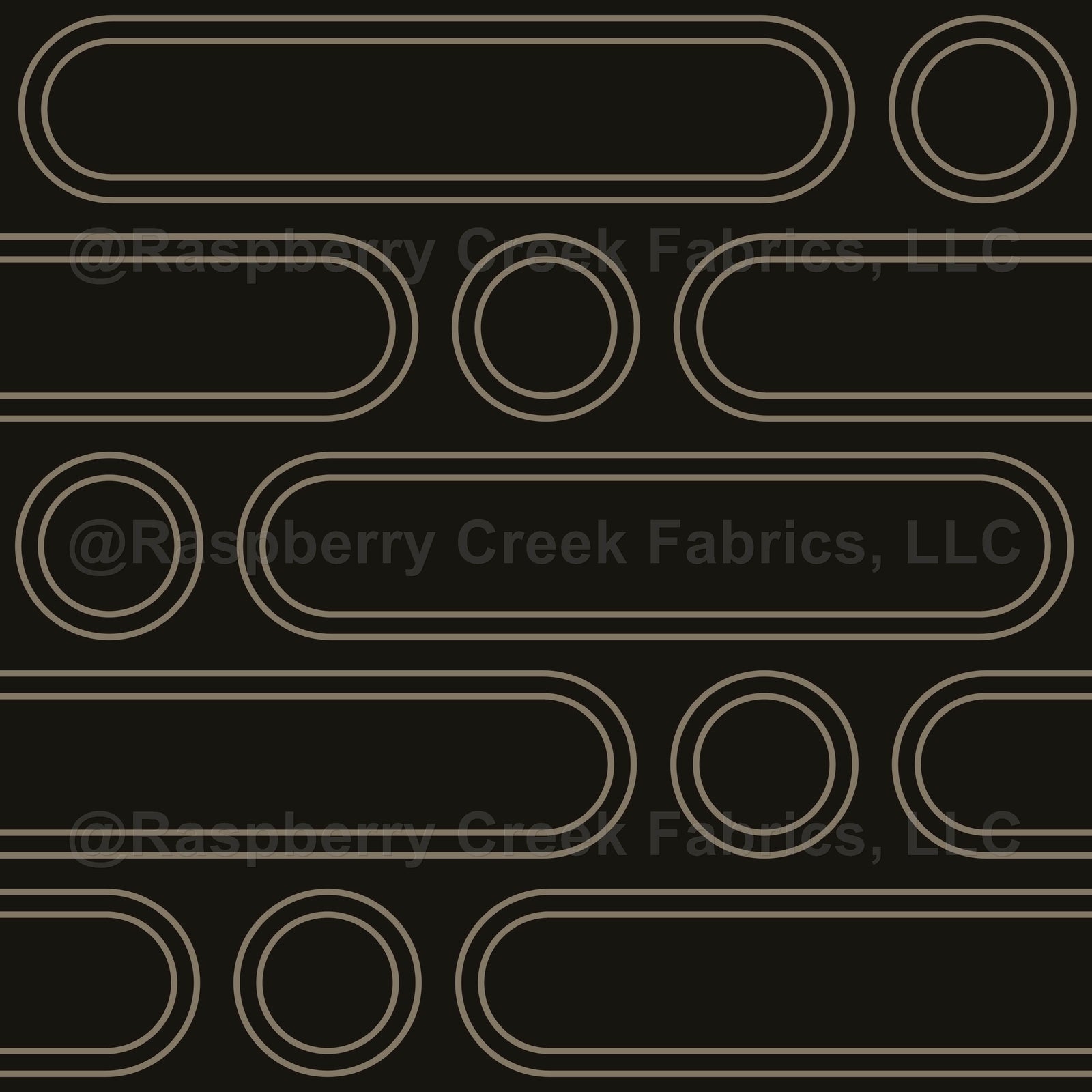 Abstract Geometric Long Circles Farmhouse Tan and Black Double Horizontal Lines
