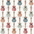 Watercolor Western Floral Guitars on Cream Linen – Country Music Cowgirl Fabric - Desert Cowgirl Image
