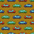 Colorful Toy Pixelated Video Game Cars on Old Gold Orange Wallpaper Image