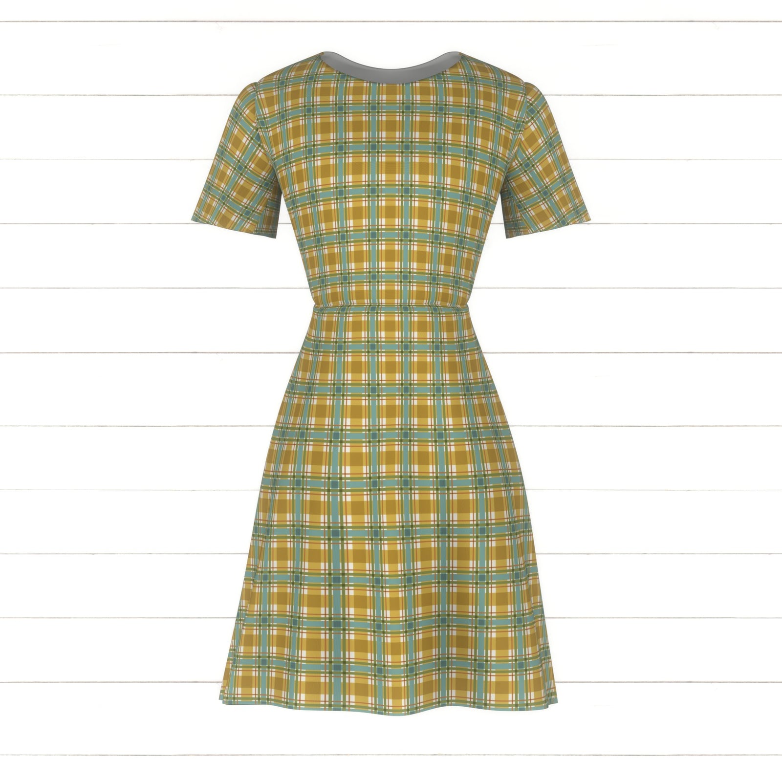 Farm Flannel is part of the Autumn Farm collection. It features a plaid designs with golden yellow, teal blue, warm greens, and orange on an ivory background.
