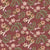 Peach and orange wildflowers with dragonflies and ladybugs on a deep burgundy background Image