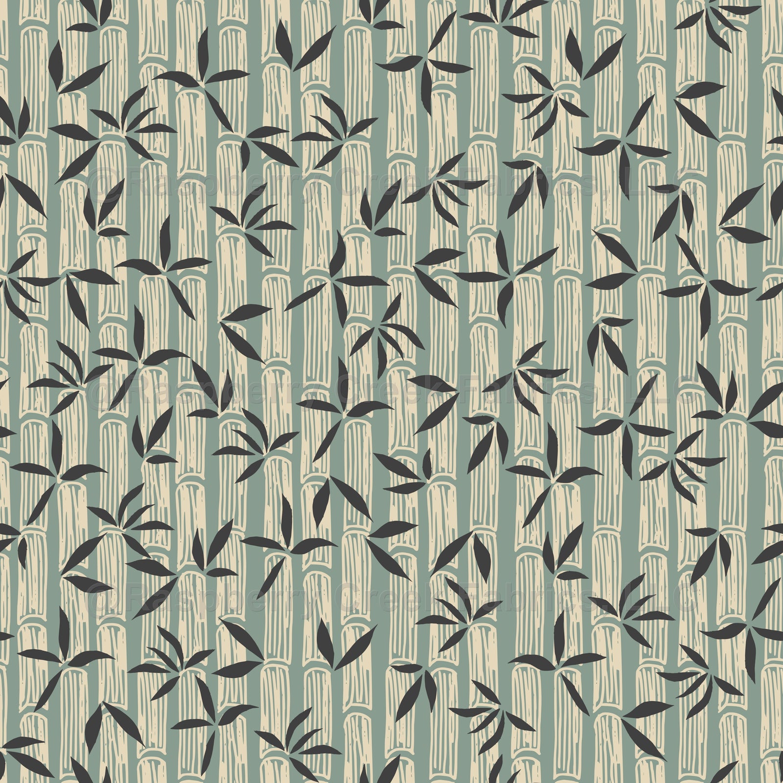 Bamboo Stripe on Green Fabric, Raspberry Creek Fabrics, watermarked