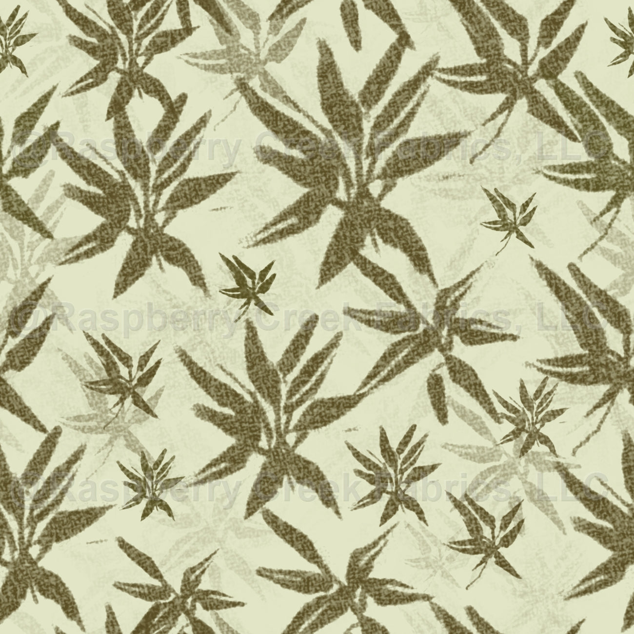 Bamboo Leaves - on Beige Sheers Fabric, Raspberry Creek Fabrics, watermarked