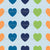 Be Mine Rainbow Hearts, Orange, Blue, Navy, Green with light blue background Image