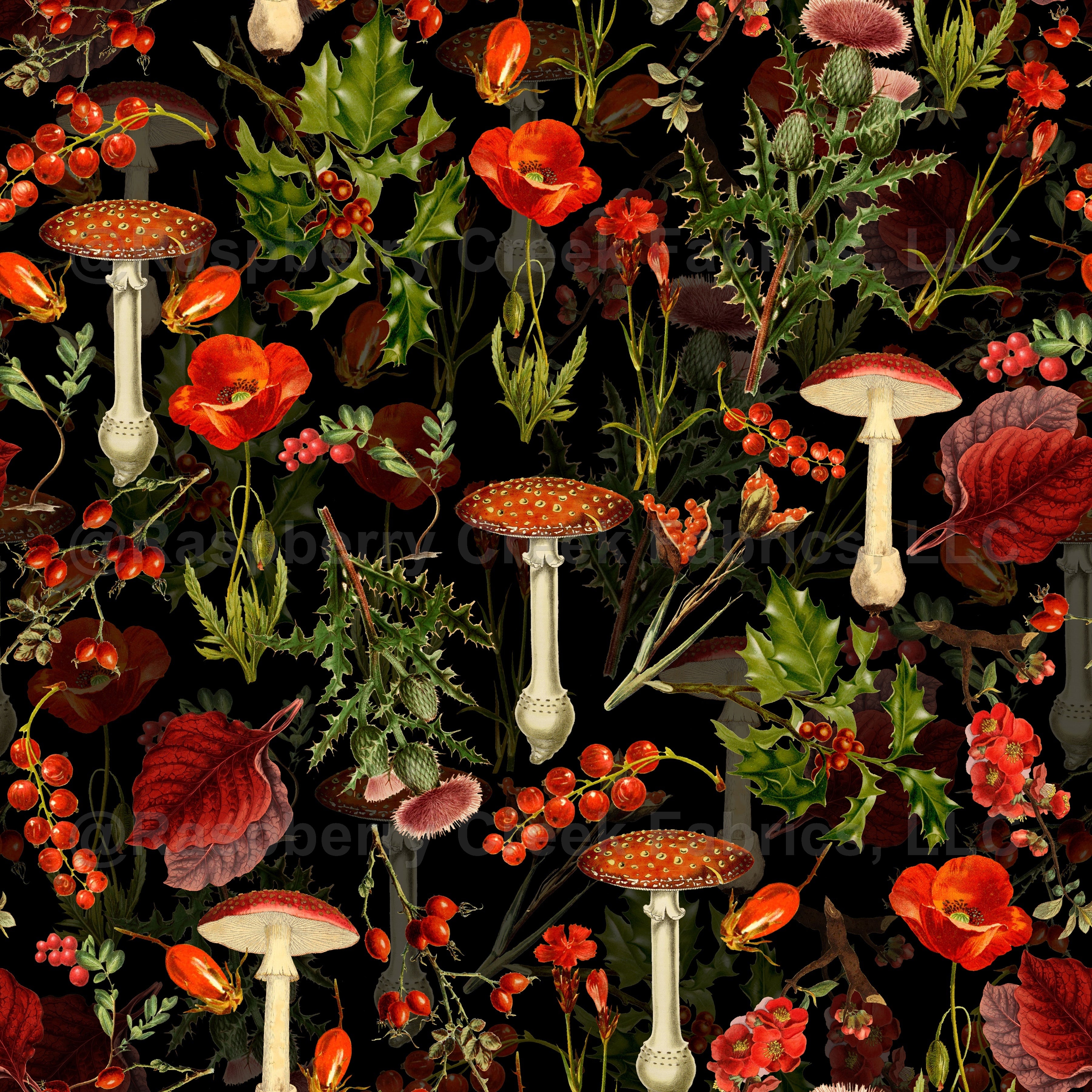 Cottagecore garden seemless pattern mushrooms wildflowers frogs snails  psychedelic 22151856 Stock Photo at Vecteezy