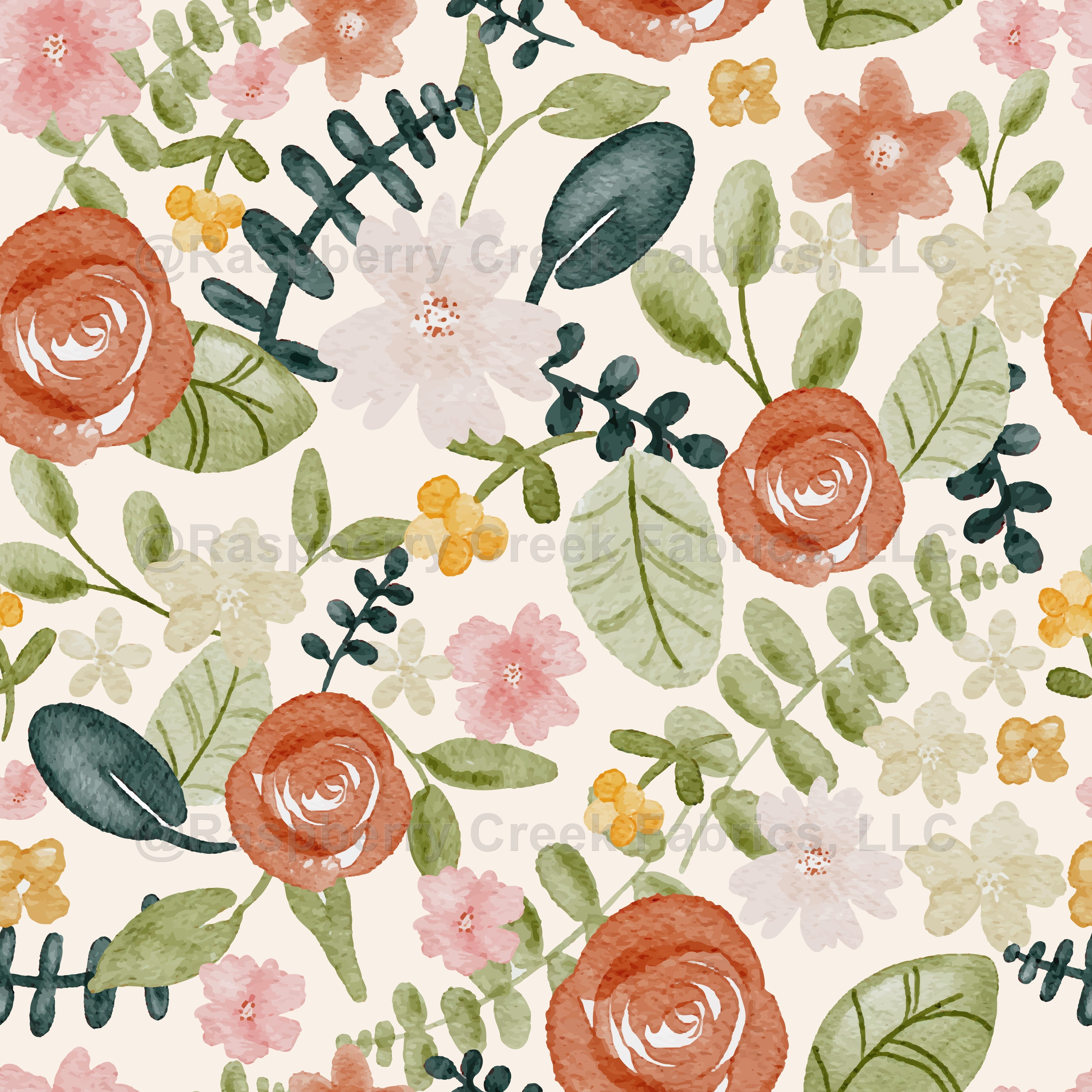 Floral Blender - Lemonade Collection Fabric, Raspberry Creek Fabrics, watermarked