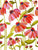Flower Collection:  Pink watercolor cone flowers with green leaves, purple and red centers on a white background. Image
