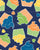Be Mine Cupcakes and Hearts Yellow, Orange, Green, Blue, on Navy background Image