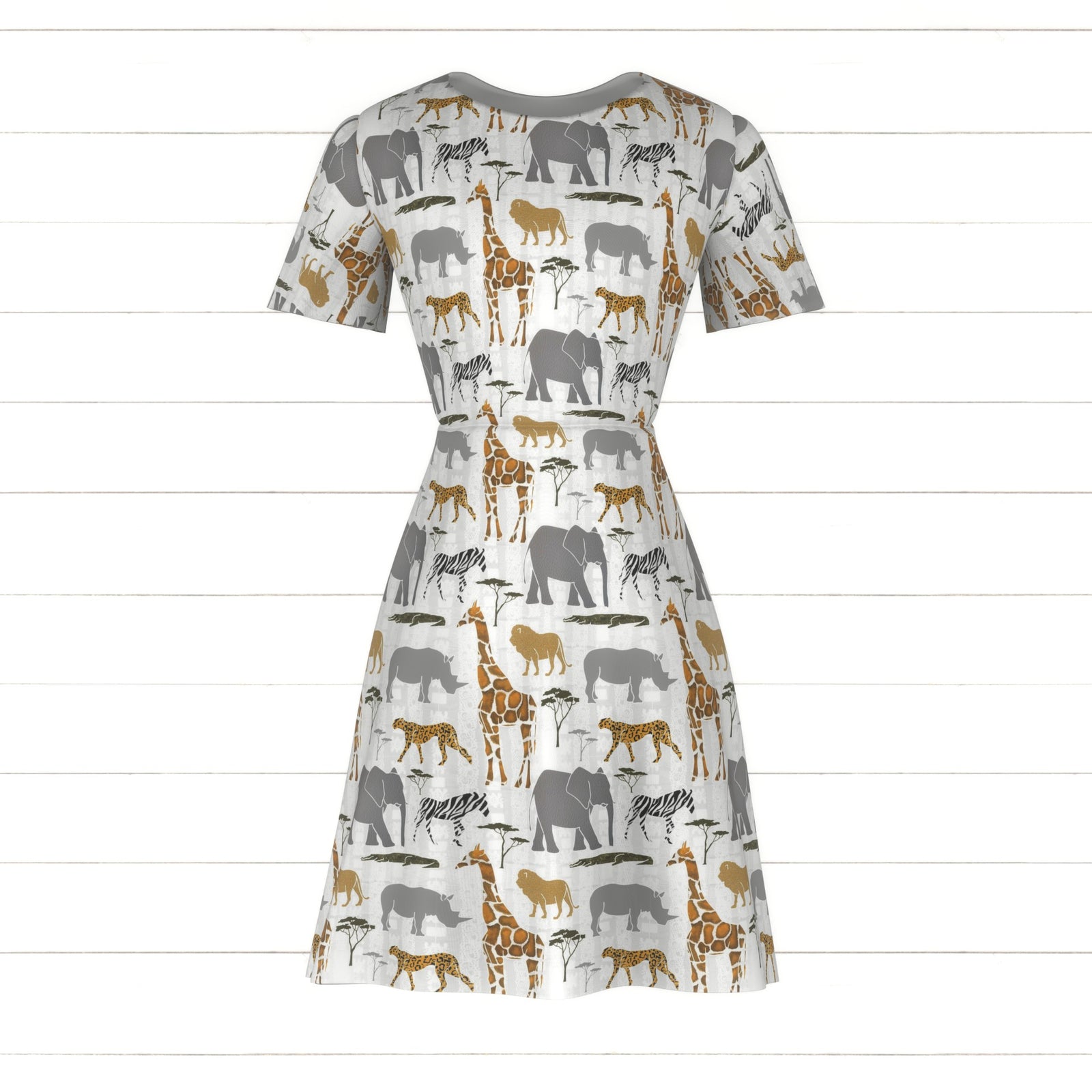 Mustard Grey Olive and Brown African Zoo Animals Print Fabric, Animals By Elise Peterson Fabric, Raspberry Creek Fabrics, watermarked