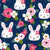 Floral bunny face by MirabellePrint / Navy background Image