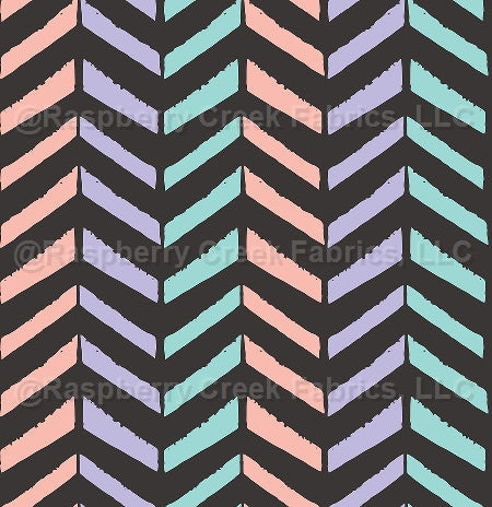 Orca Paradise Chevron Black Fabric, Raspberry Creek Fabrics, watermarked