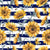 Sunflower bees by MirabellePrint / Navy and white striped Image