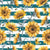Sunflower bees by MirabellePrint / Teal and white striped Image