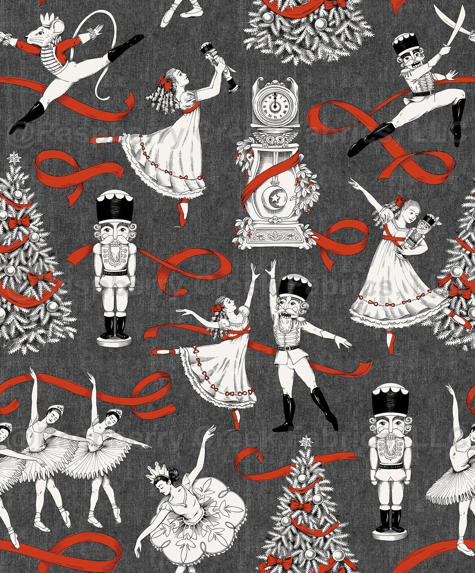 Christmas Nutcracker Ballet - Gray Linen