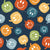 Retro Smiley Face Pumpkins on Navy Groovy Halloween Collection Image