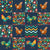Colorful Roosters and Hens Patchwork on Navy Crazy Chicken Lady Collection Image